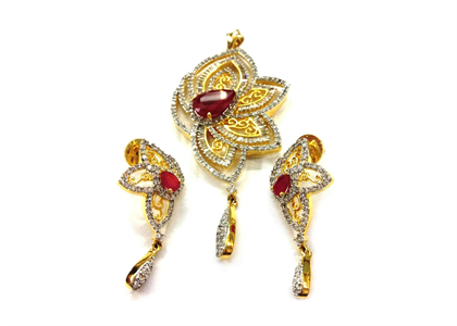 Gold Plated | CZ Studded Pendant Sets